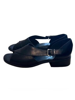 Vintage Women’s Black Leather Slingback Sandals